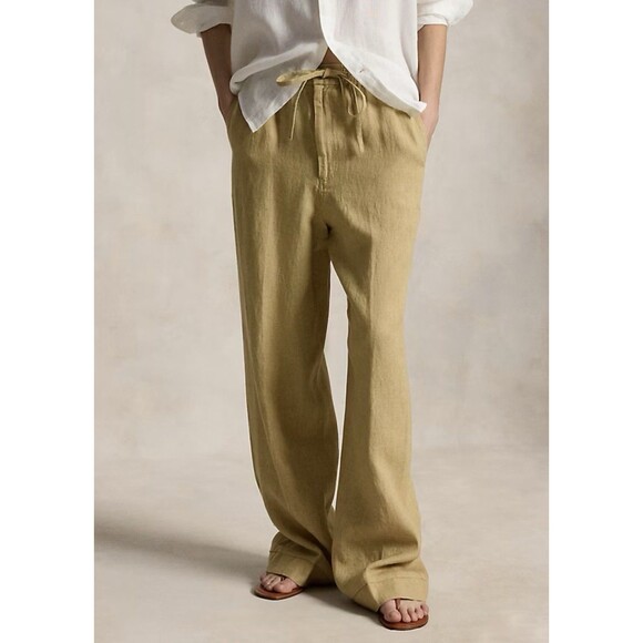 Lauren Ralph Lauren Pants - Lauren Ralph Lauren 100% Linen Wide Leg Pants 22W Brown Tan Plus Size LRL